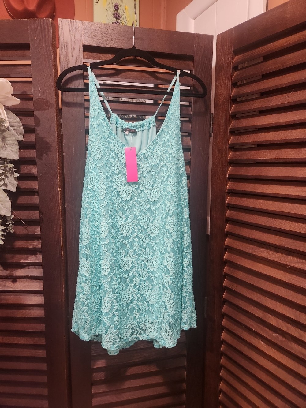 First Love Aqua Lace Tank Chemise